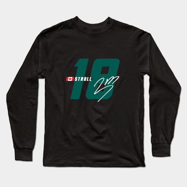 Lance Stroll 18 Signature Number Long Sleeve T-Shirt by petrolhead
